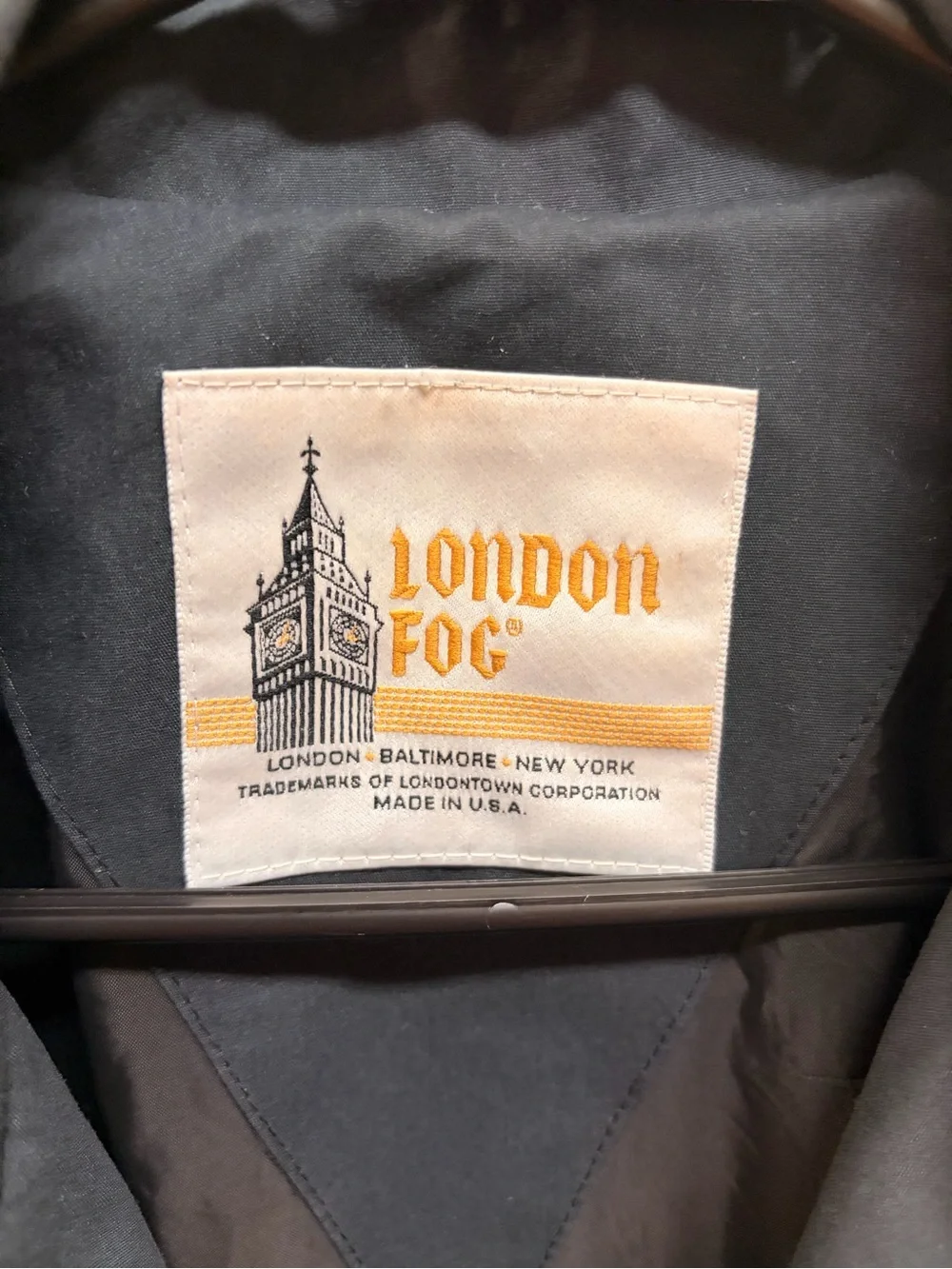 London Fog Navy Double-Breasted Trench Coat with Belt